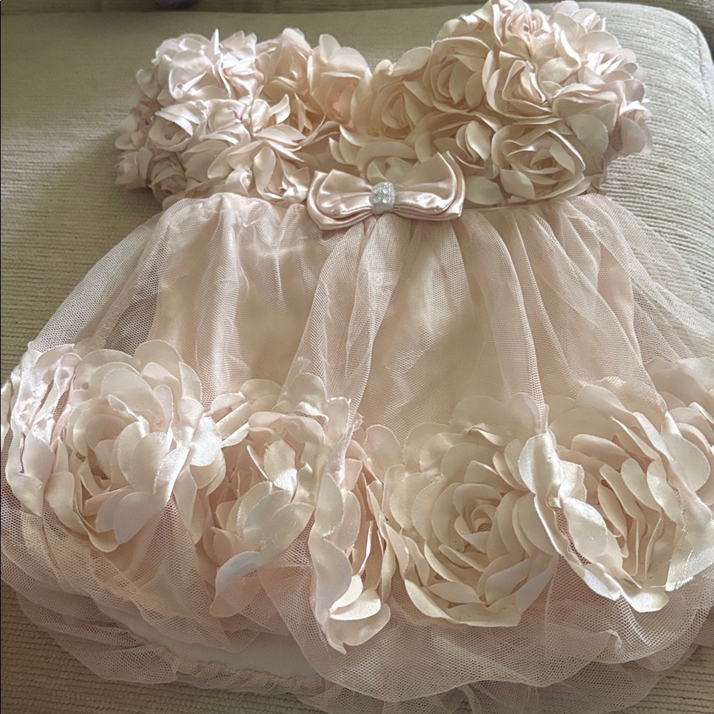 Nannette Cream Party Dress with Rosette Detail